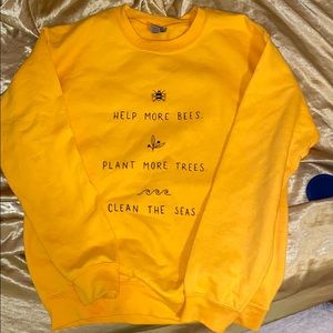 “Help more beed. Plant more trees. Clean the seas”